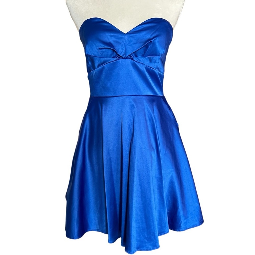 City Triangles Royal Blue Satin Strapless Party Dress, VGUC, 9